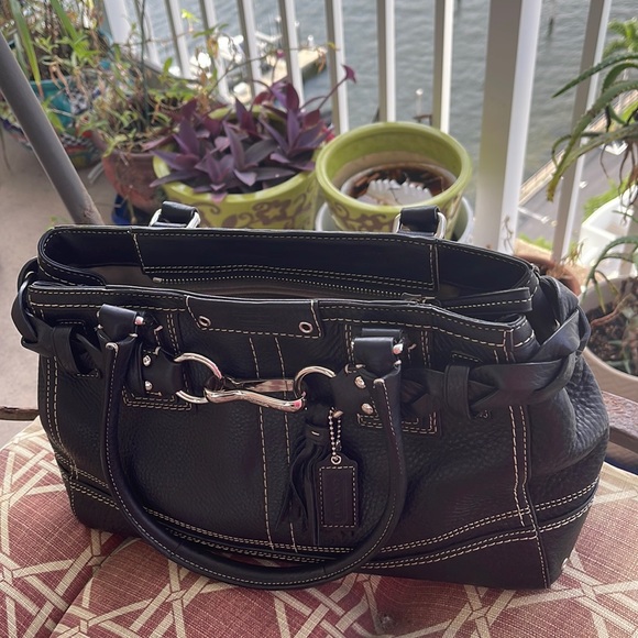 Coach Authentic Hampton braided trim tassel satchel leather shoulder bag EUC - Picture 1 of 8
